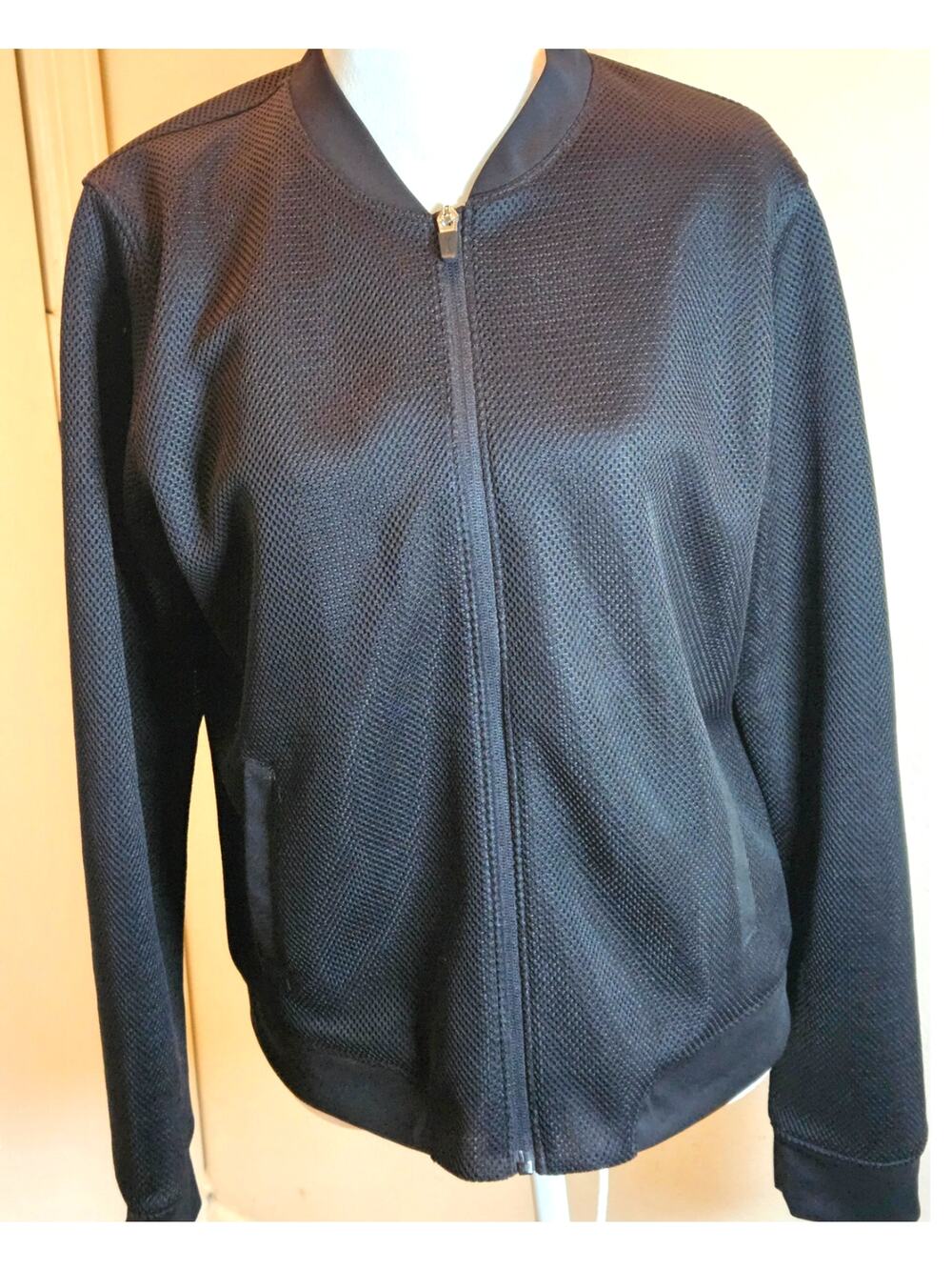 Slazenger Golf Women's Full Zip Jacket Size L Black Long sleeve Waffle weave